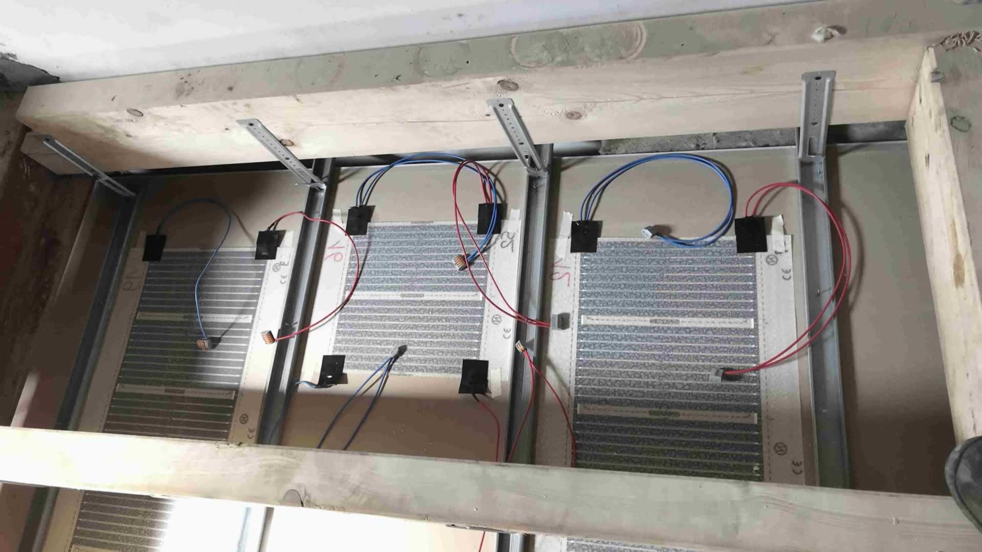 installation films chauffants efilm ceilingo au-dessus plaque de platre